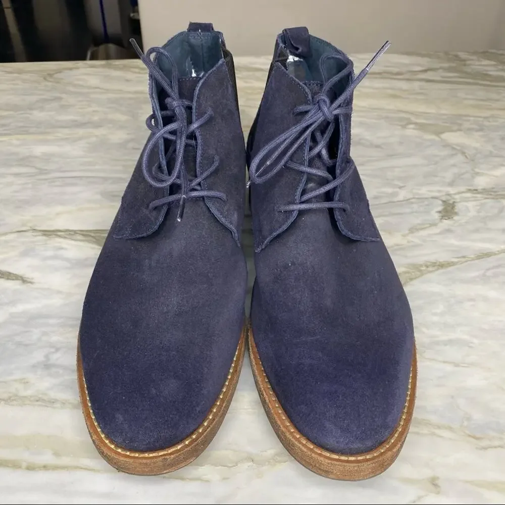 SKECHERS MARK NASON Mens Blue Suede Oxford Derby Lace Up Boot Size 11.5